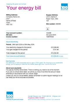 100Green Commercial Bill Page 1