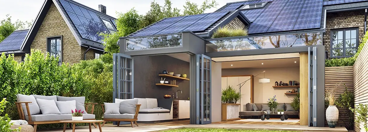 A house with solar panels